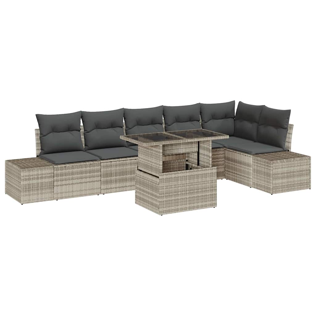 Havesofa Sæt 7 stk. Lysegrå polyrattan