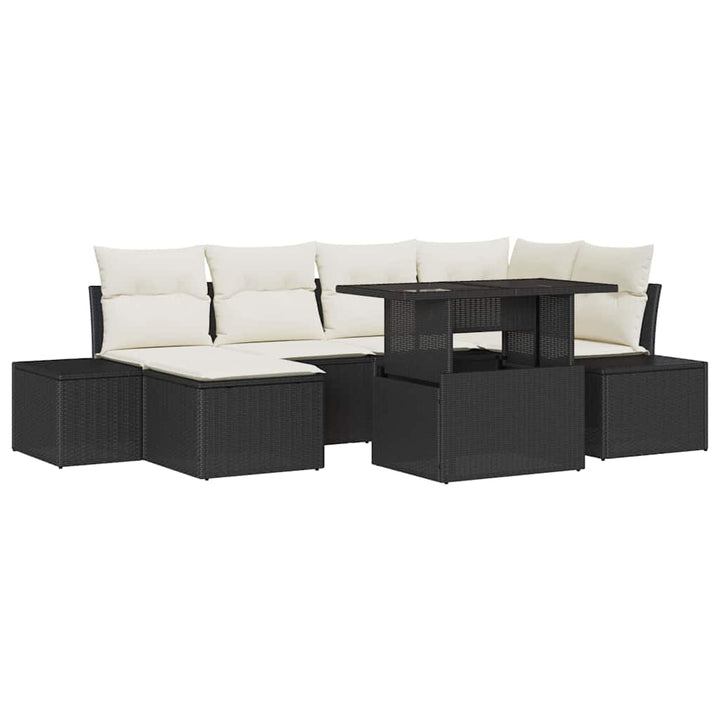 Havesofa Sæt 7 stk. Sort og Cream polyrattan