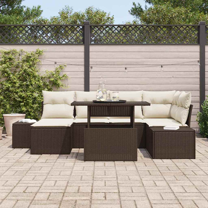 Havesofa Sæt 7 stk. Brun og Creme polyrattan