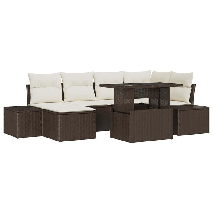 Havesofa Sæt 7 stk. Brun og Creme polyrattan
