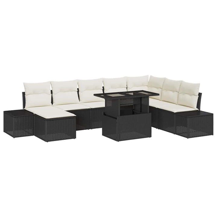 Havesofa Sæt 9 stk. Sort og Cream polyrattan