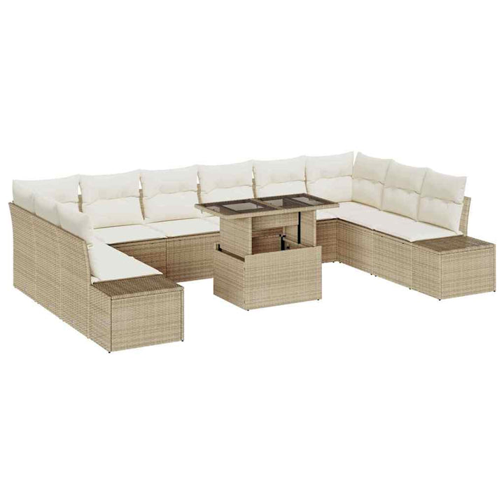 Havesofa Sæt med pude 11 pcs beige og cremefarvet
