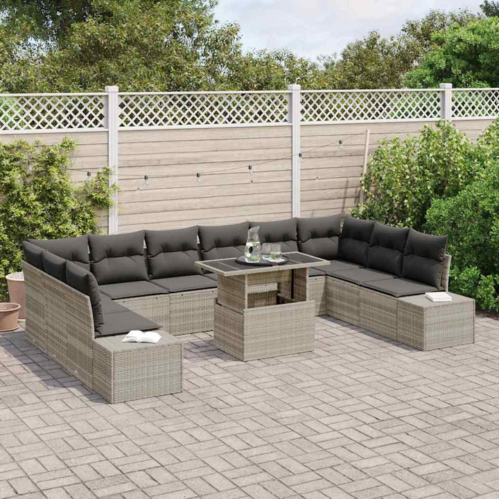 Havesofa Sæt 11 stk. Lysegrå polyrattan