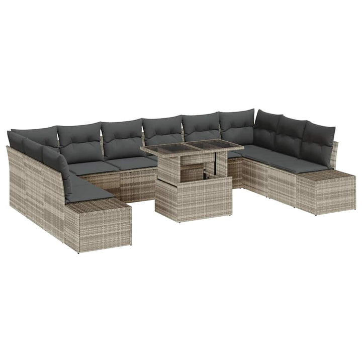 Havesofa Sæt 11 stk. Lysegrå polyrattan