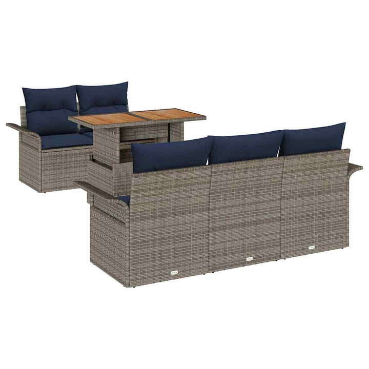 Havesofa Sæt med pude 6 pcs grå og marineblå