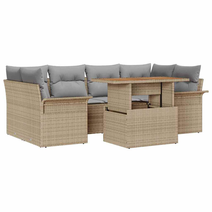 Havesofa Sæt med pude 7 pcs beige og lysegrå