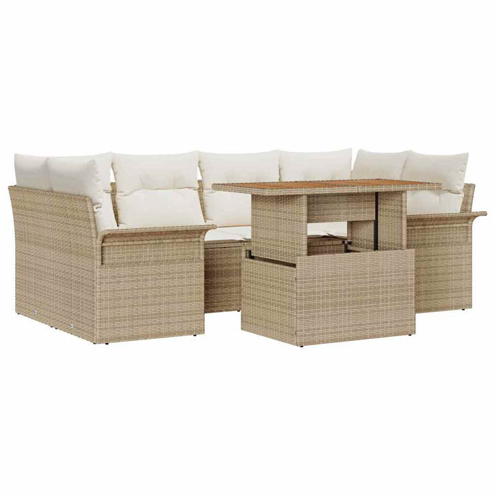 Havesofa Sæt med pude 7 pcs beige og cremefarvet