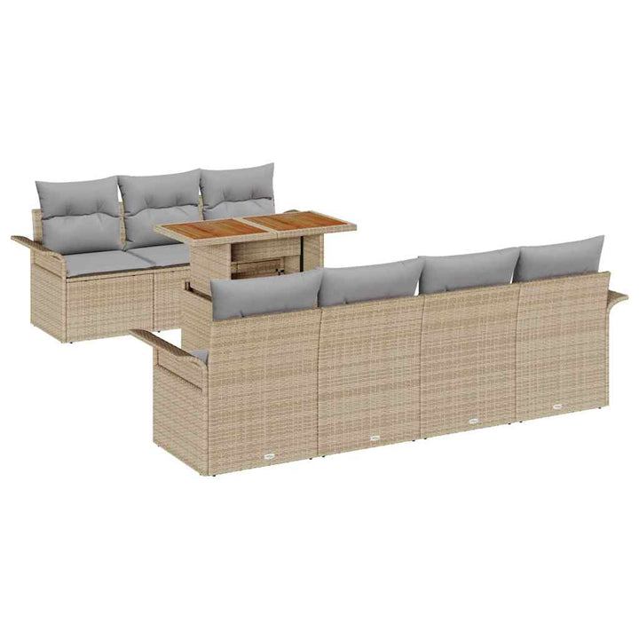 Havesofa Sæt med pude 8 pcs beige og lysegrå