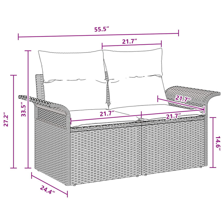 Havesofa Sæt med pude 8 pcs grå og marineblå