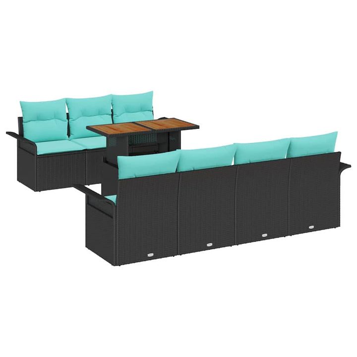 Havesofa Sæt med pude 8 pcs Sort og blå