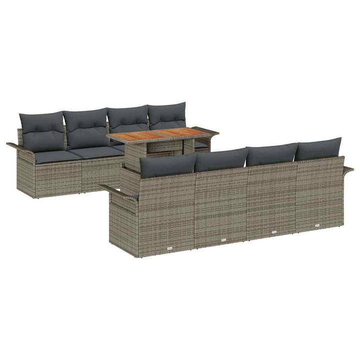 Havesofa Sæt med pude 7 pcs Grå polyrattan