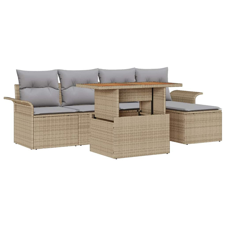Havesofa Sæt med pude 6 pcs beige og lysegrå