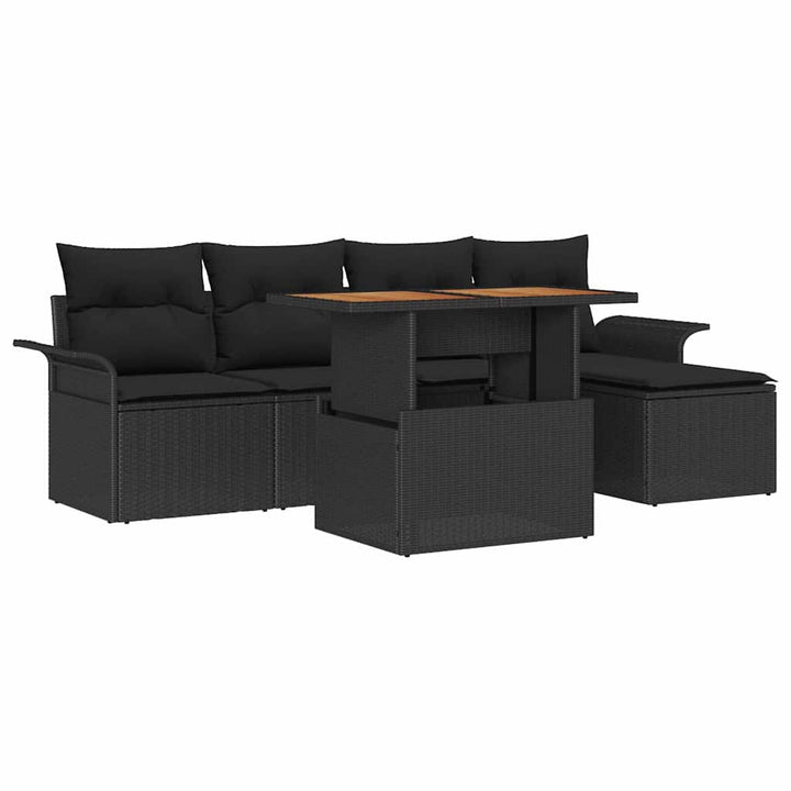 Havesofa Sæt med pude 6 pcs Sort