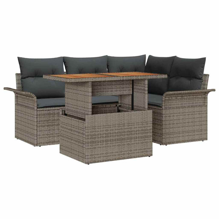 Havesofa Sæt med pude 5 pcs Grå