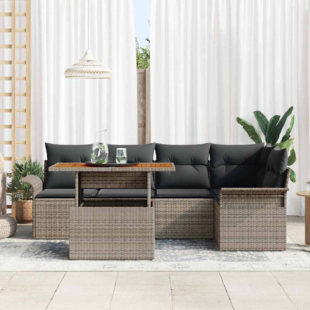 Havesofa Sæt med pude 6 pcs Grå
