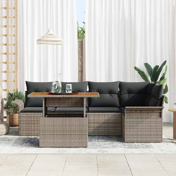 Havesofa Sæt med pude 6 pcs Grå