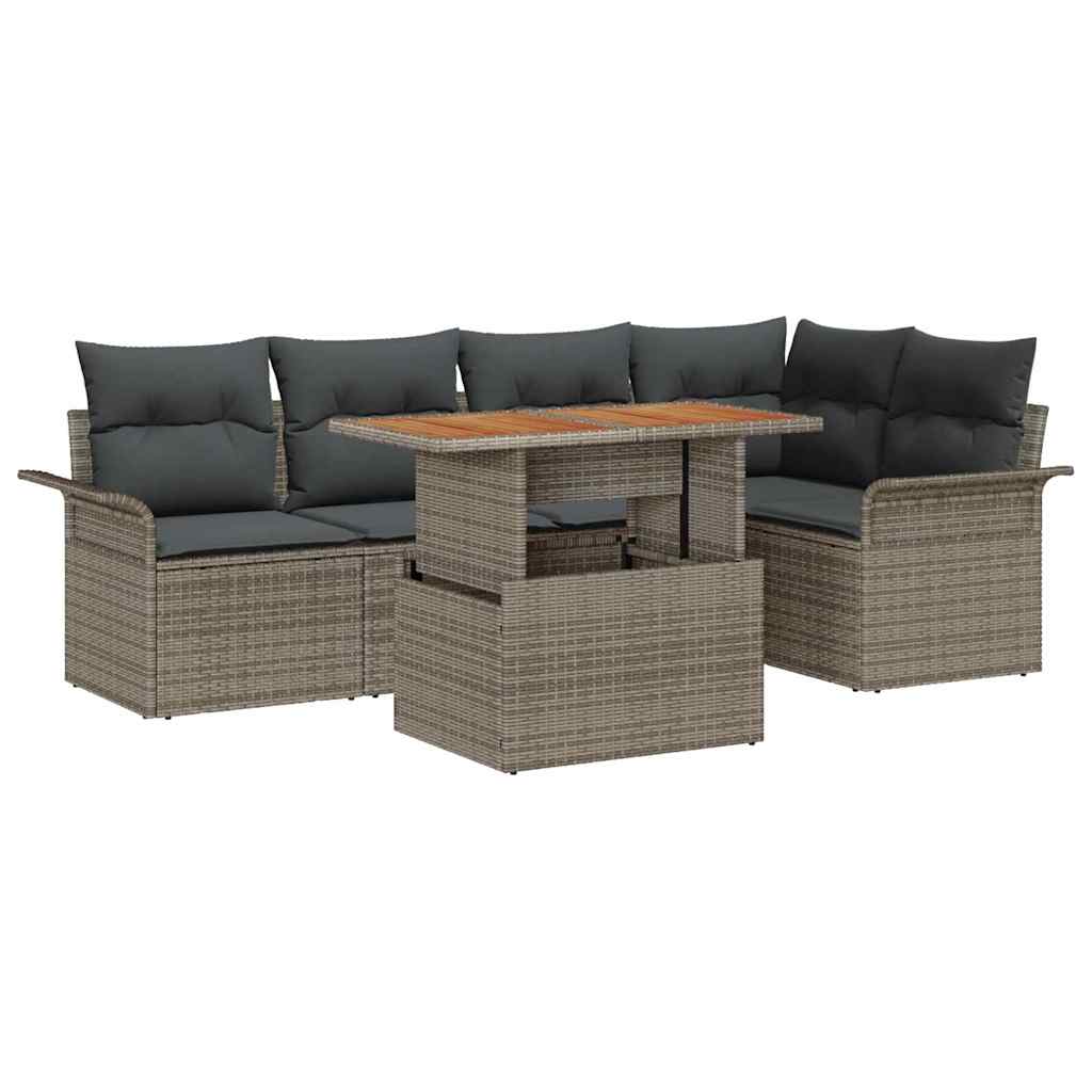 Havesofa Sæt med pude 6 pcs Grå