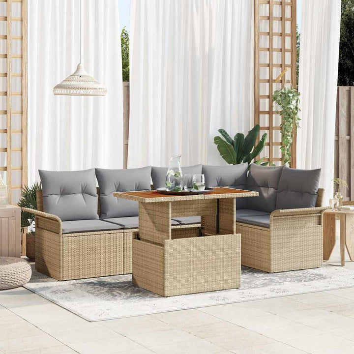 Havesofa Sæt med pude 6 pcs beige og lysegrå