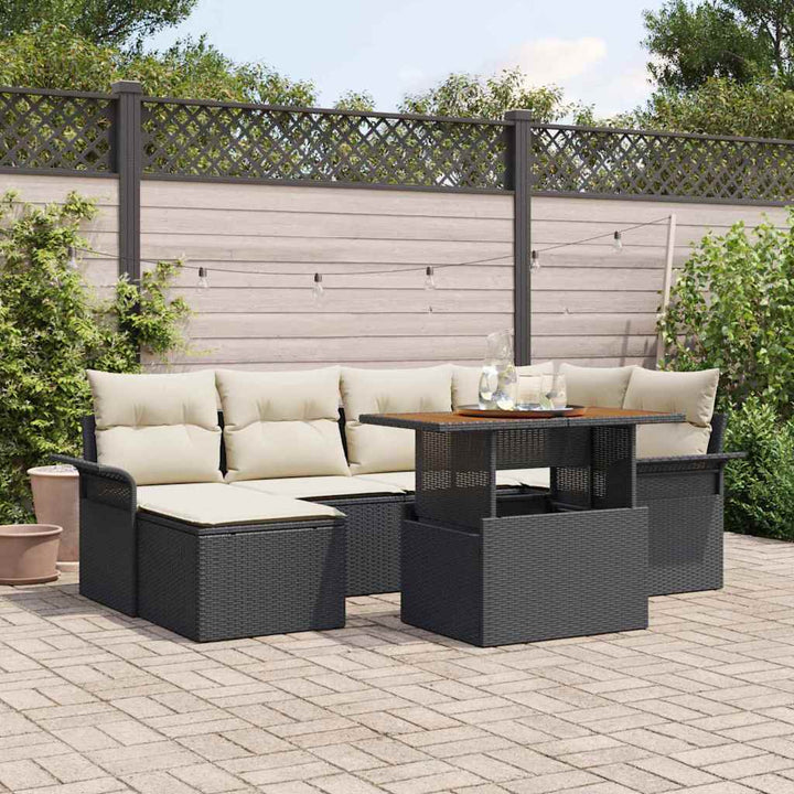 Havesofa Sæt 7 stk. Sort og Cream polyrattan