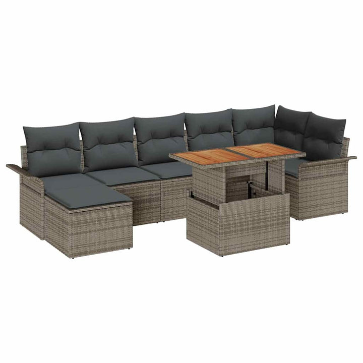 Havesofa Sæt med pude 8 pcs Grå polyrattan