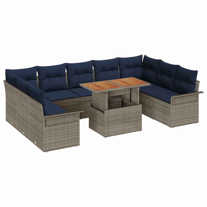 Havesofa Sæt med pude 10 pcs grå og marineblå