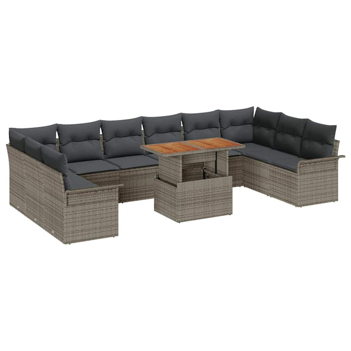 Havesofa Sæt med pude 11 pcs Grå polyrattan
