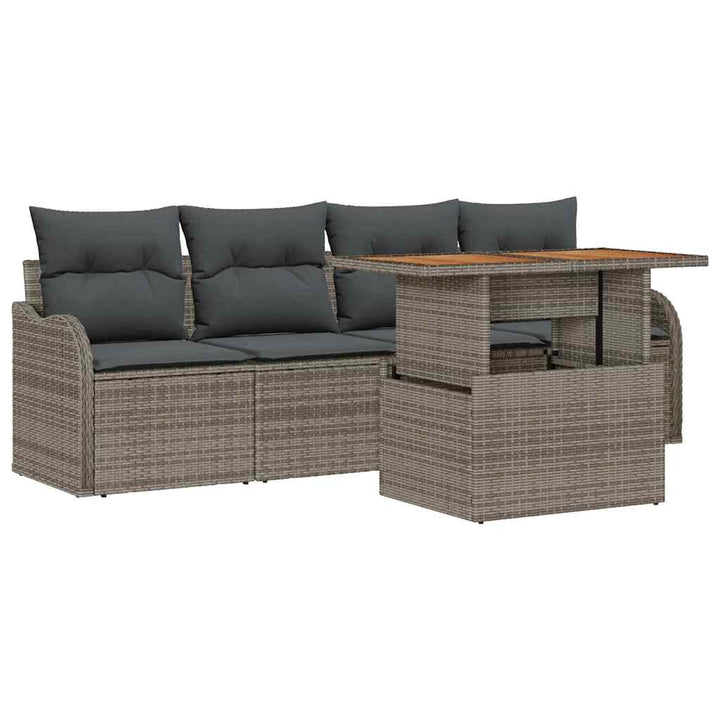 Havesofa Sæt med pude 5 pcs Grå polyrattan