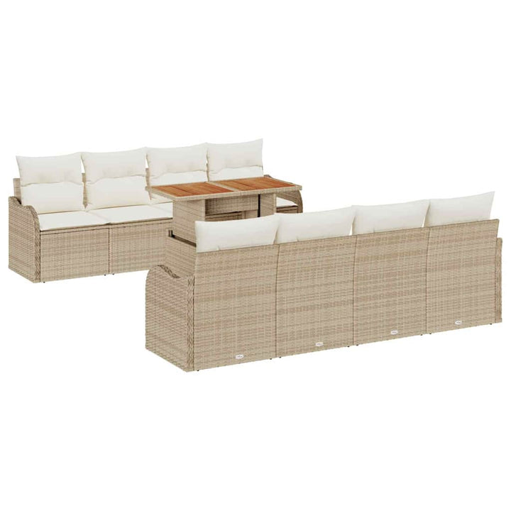 Havesofa Sæt med pude 7 pcs beige og cremefarvet