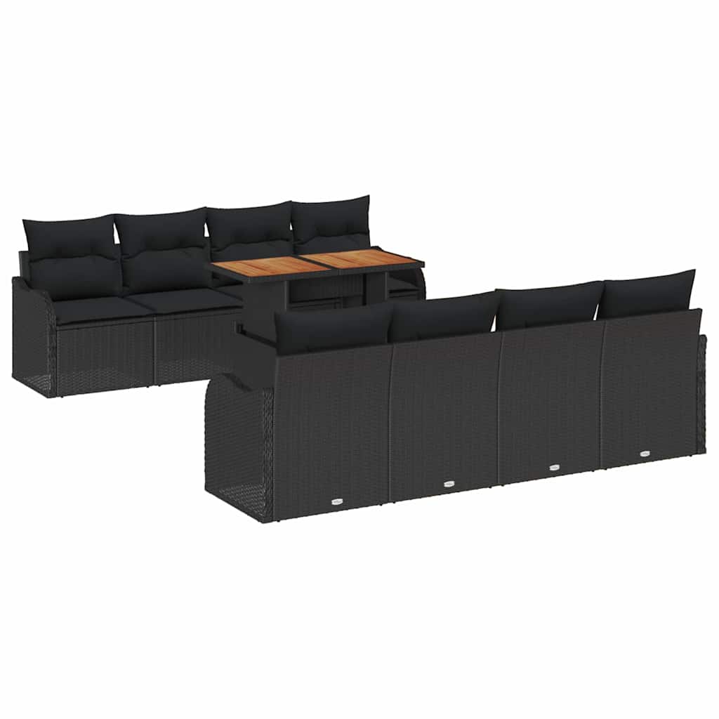 Havesofa Sæt med pude 7 pcs Sort