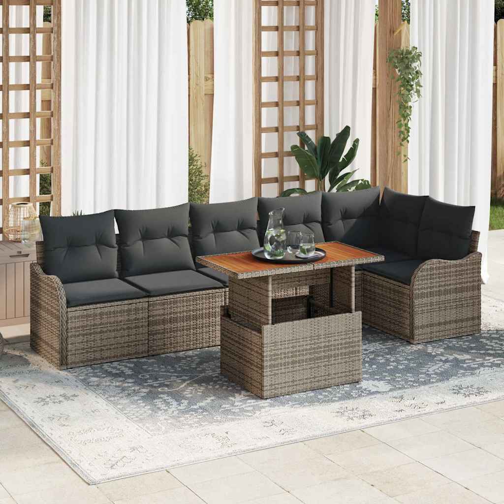 Havesofa Sæt med pude 7 pcs Grå