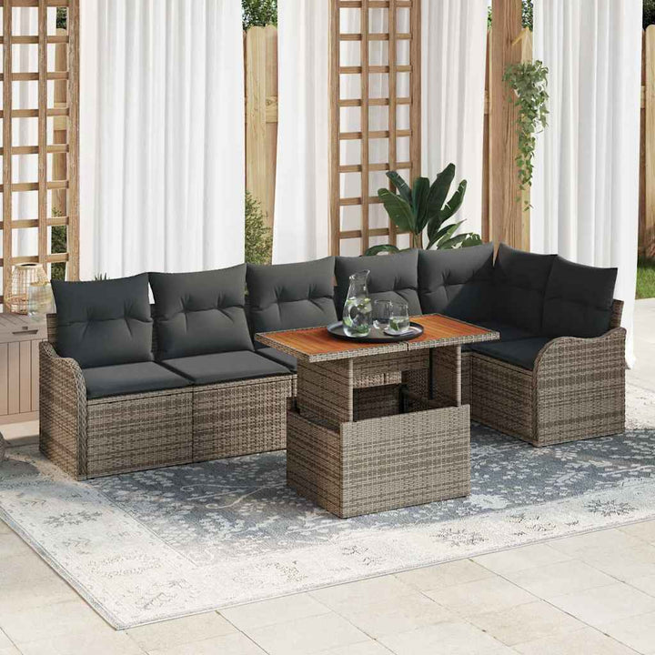 Havesofa Sæt med pude 7 pcs Grå