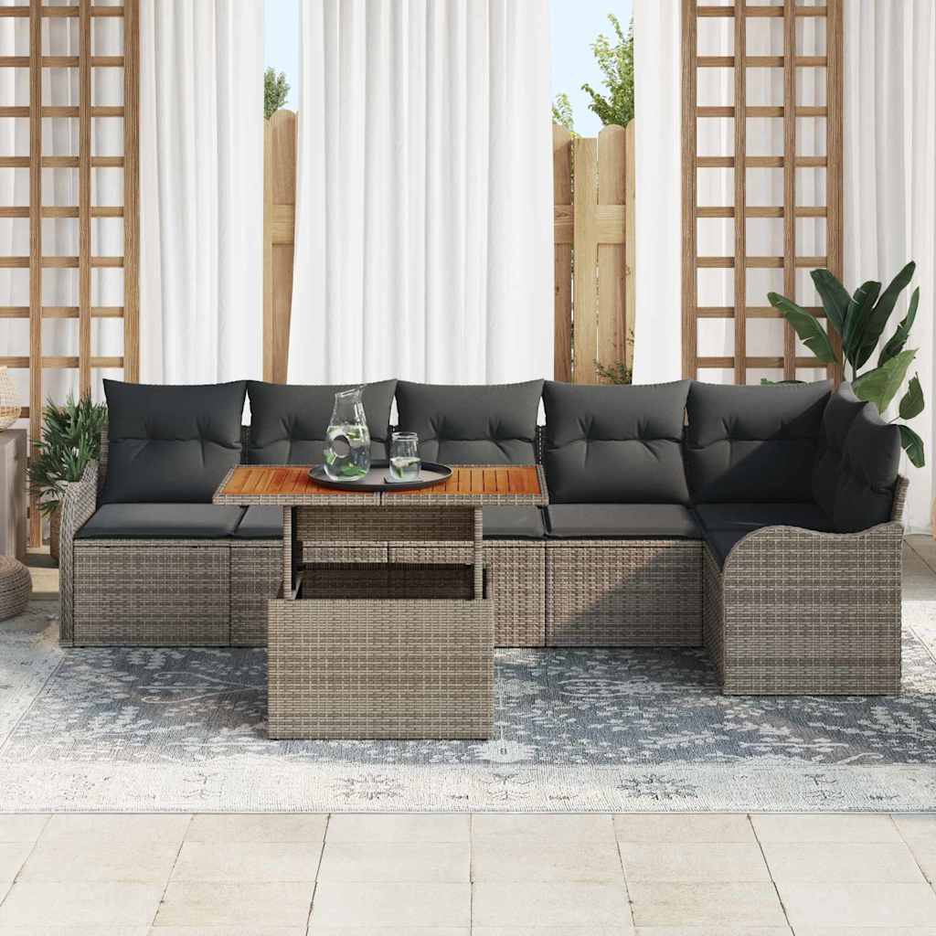 Havesofa Sæt med pude 7 pcs Grå