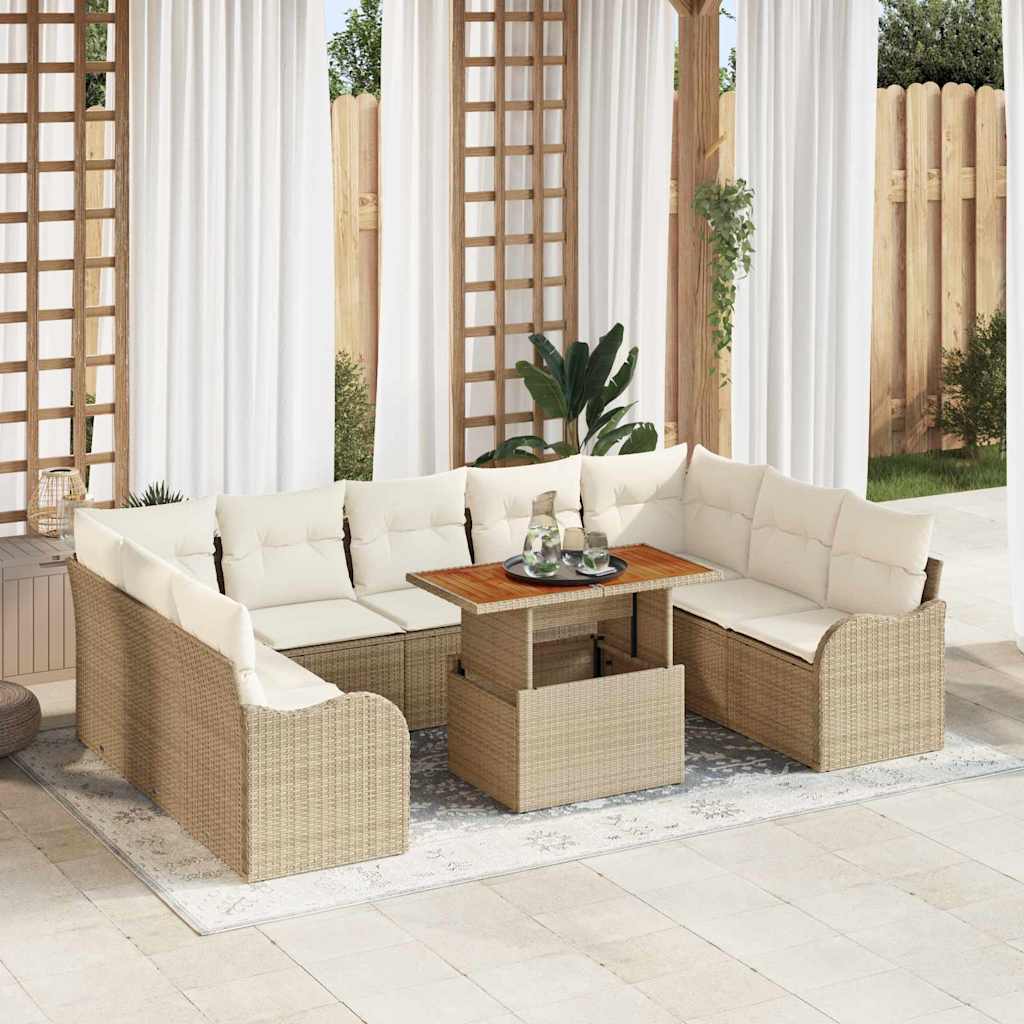 Havesofa Sæt med pude 10 pcs beige og cremefarvet