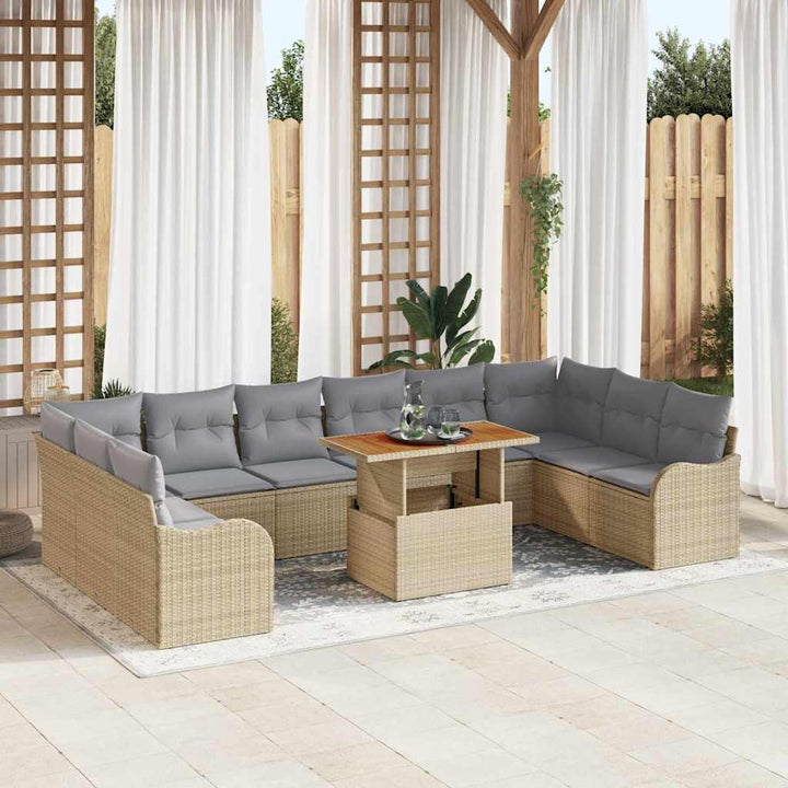 Havesofa Sæt med pude 11 pcs beige og lysegrå