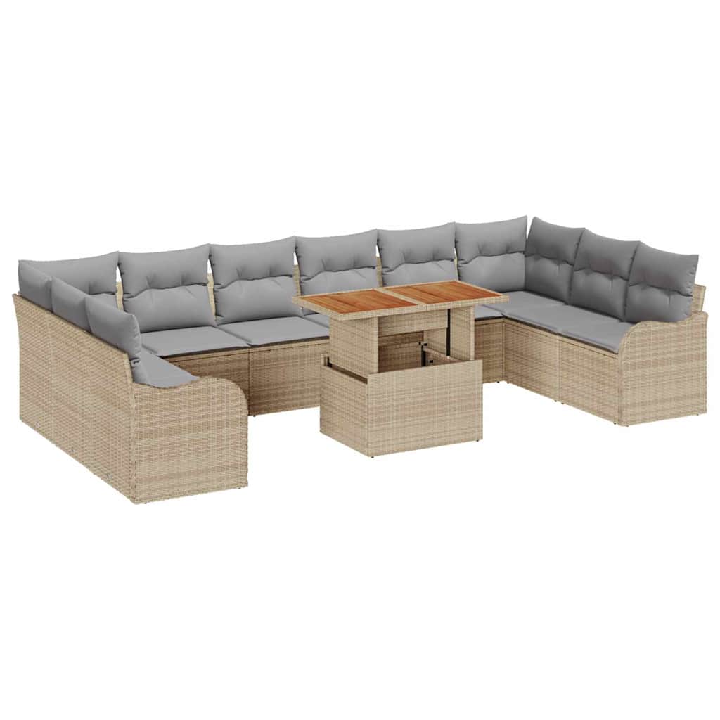 Havesofa Sæt med pude 11 pcs beige og lysegrå