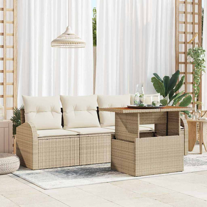 Havesofa Sæt 5 stk. beige og cremefarvet