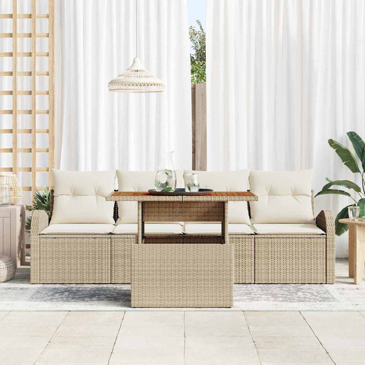 Havesofa Sæt 5 stk. beige og cremefarvet