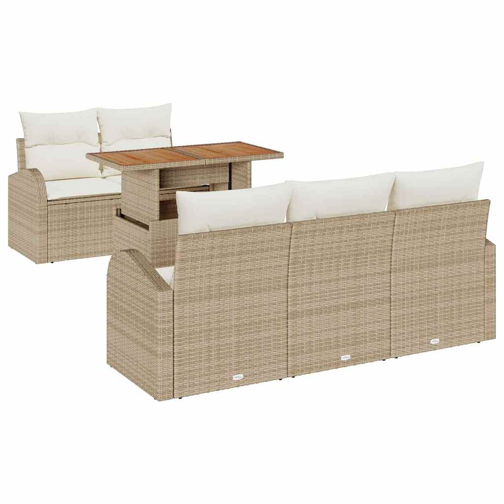 Havesofa Sæt med pude 6 pcs beige og cremefarvet