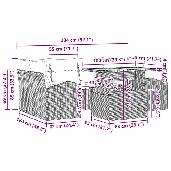 Havesofa Sæt med pude 7 pcs Grå