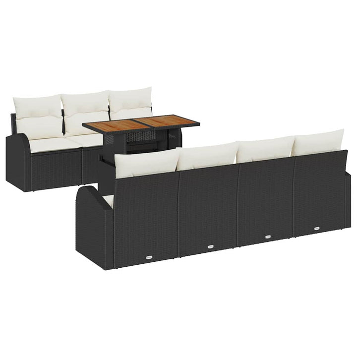 Havesofa Sæt med pude 8 pcs Sort og cremefarvet