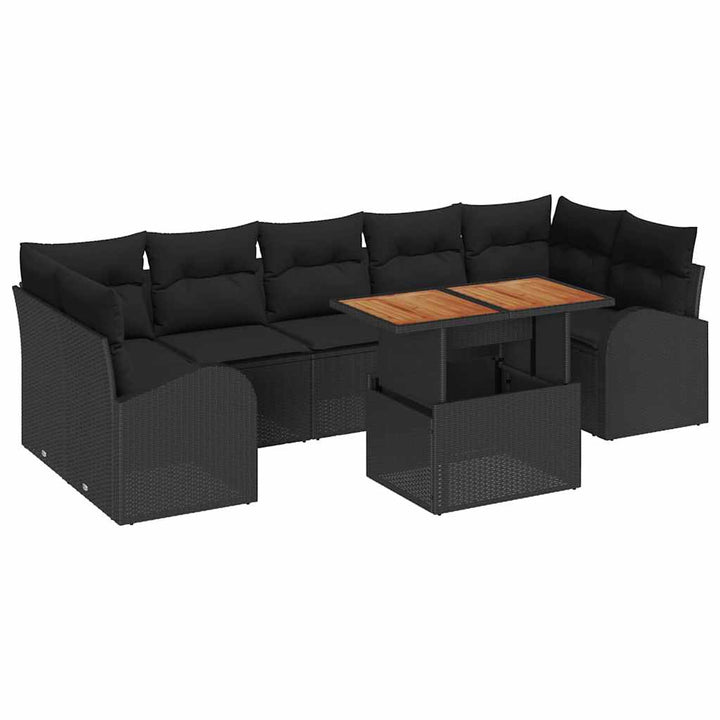 Havesofa Sæt med pude 8 pcs Sort