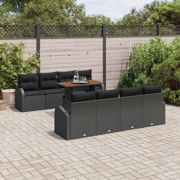 Havesofa Sæt med pude 7 pcs Sort