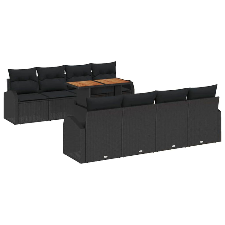 Havesofa Sæt med pude 7 pcs Sort