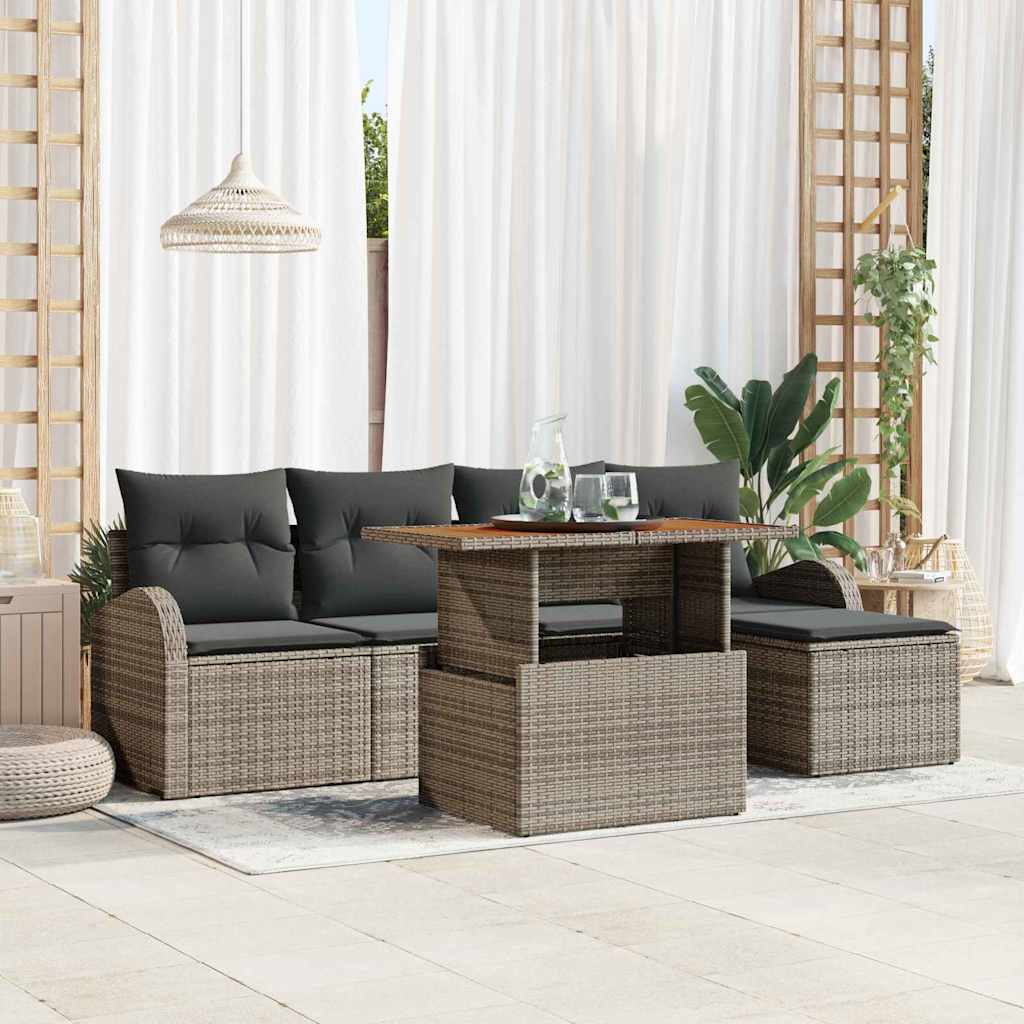 Havesofa Sæt med pude 6 pcs Grå