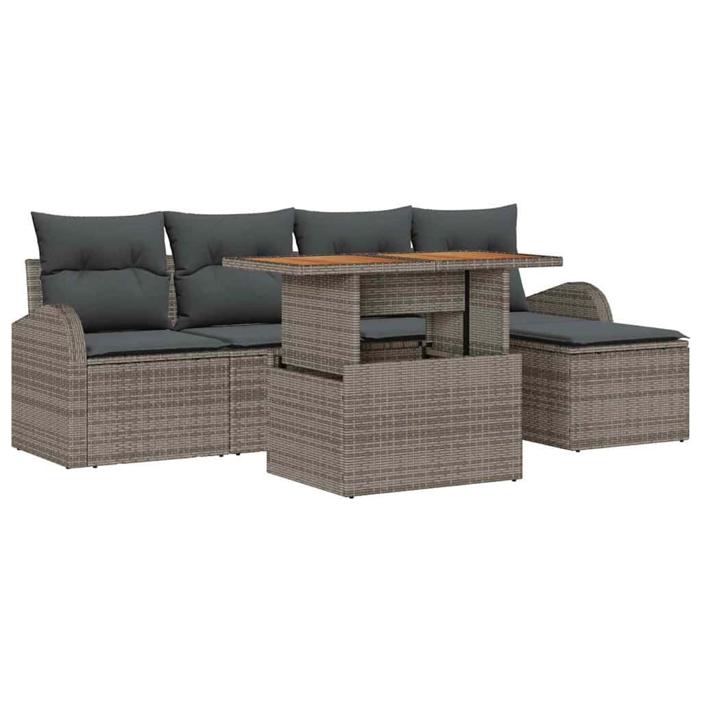 Havesofa Sæt med pude 6 pcs Grå