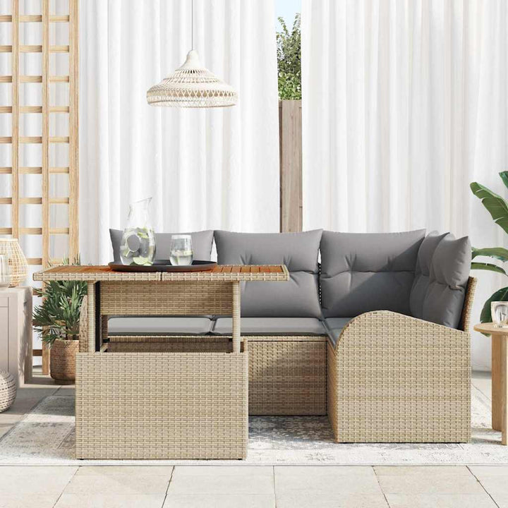 Havesofa Sæt med pude 5 pcs beige og lysegrå