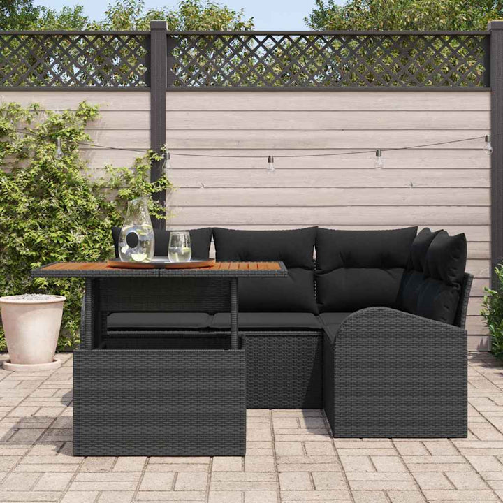 Havesofa Sæt med pude 5 pcs Sort