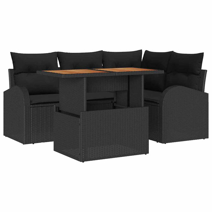 Havesofa Sæt med pude 5 pcs Sort