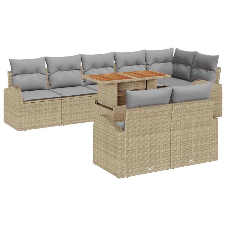 Havesofa Sæt med pude 9 pcs beige og lysegrå