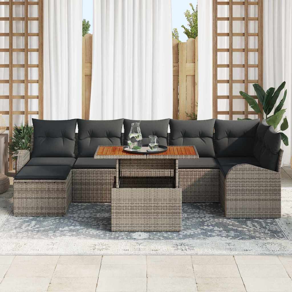 Havesofa Sæt med pude 8 pcs Grå